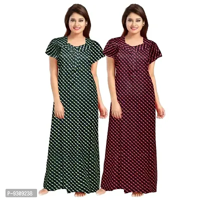 KHUSHI PRINT Women's 100% Cotton Printed Maxi Maternity Nightwear Nightdress Free Size, (Combo Pack of 2)-thumb0