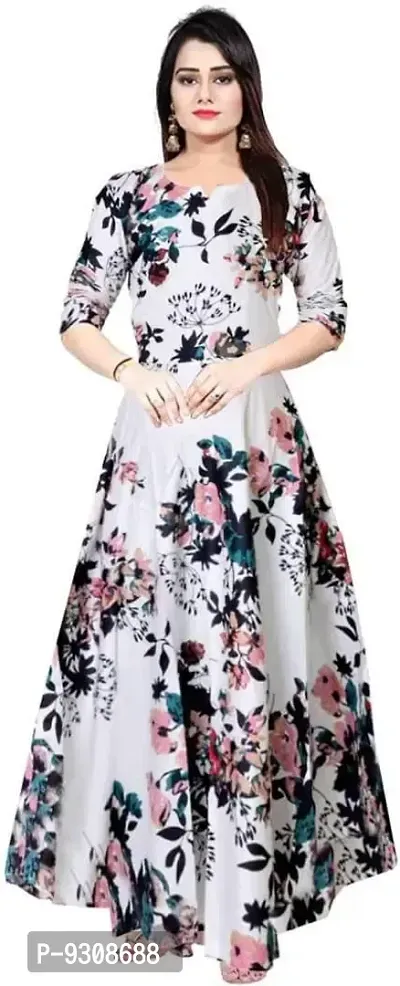 Jaipry Women Printed Gown Kurta Rayon Printed Maxi Long Gown Multicolor Dress-thumb0
