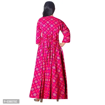 Khushi Print Women's Long Dress Midi Jaipuri Print Rayon Maxi (Multicolor, Up to 44-XXL)-thumb2