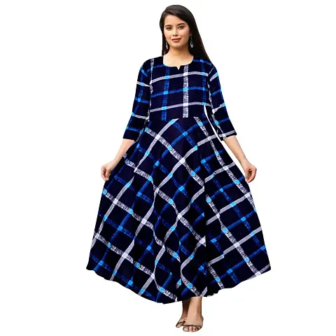 KHUSHI PRINT Women Rayon Casual Wear Western Maxi Dress Gown for Girl/Women/Ladies (Free Size Upto XXL)