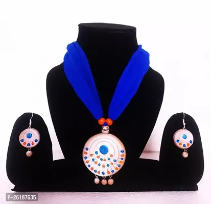 Stylish Blue Terra Cotta  Jewellery Set For Women-thumb0
