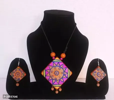 Stylish Purple Terra Cotta  Jewellery Set For Women