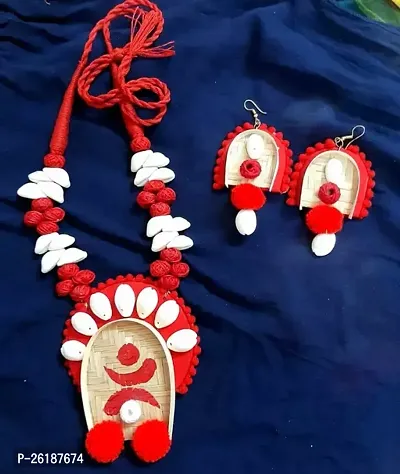 Stylish Red Fabric  Jewellery Set For Women-thumb0