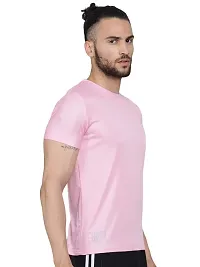 Unisex Polyster Round Neck Short Sleeve Solid Tshirt Solid (Color :- Pink, Size :- XL)-thumb1