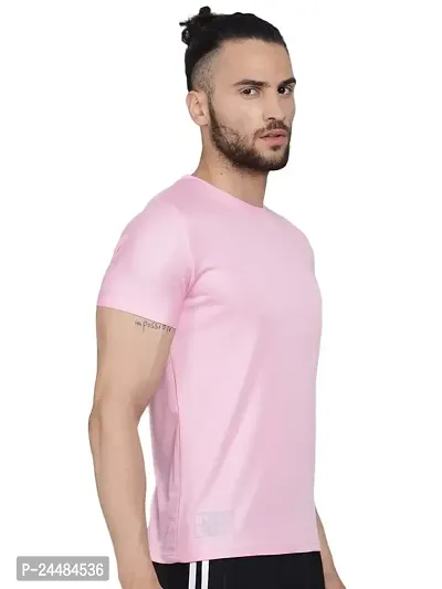 Unisex Polyster Round Neck Short Sleeve Solid Tshirt Solid (Color :- Pink, Size :- XL)-thumb2