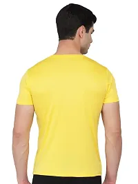 Unisex Polyster Round Neck Short Sleeve Solid Tshirt Solid (Color :- Yellow, Size :- S)-thumb2