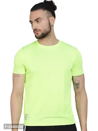 Unisex Polyster Round Neck Short Sleeve Solid Tshirt (Color :- Light Green, Size :- 2XL)-thumb0