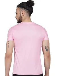 Unisex Polyster Round Neck Short Sleeve Solid Tshirt Solid (Color :- Pink, Size :- XL)-thumb2