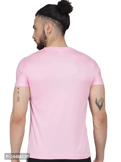 Unisex Polyster Round Neck Short Sleeve Solid Tshirt Solid (Color :- Pink, Size :- XL)-thumb3