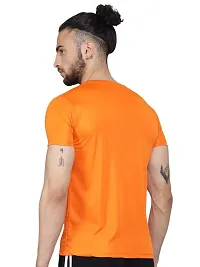 Unisex Polyster Round Neck Short Sleeve Solid Tshirt Solid (Color :- Orange, Size :- M)-thumb2