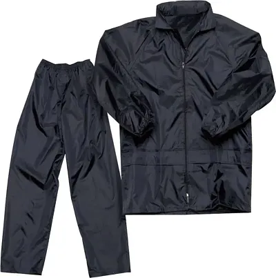 Malvina Men's Motorcycle Rain Suit Waterproof Rain Jacket and Rain Pants Rain Gear (Black)