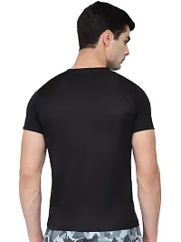 Unisex Polyster Round Neck Short Sleeve Solid Tshirt (Color :- Black, Size :- S)-thumb2