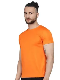Unisex Polyster Round Neck Short Sleeve Solid Tshirt Solid (Color :- Orange, Size :- M)-thumb1