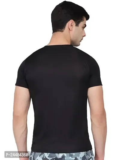 Unisex Polyster Round Neck Short Sleeve Solid Tshirt (Color :- Black, Size :- M)-thumb3