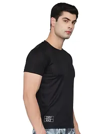 Unisex Polyster Round Neck Short Sleeve Solid Tshirt (Color :- Black, Size :- S)-thumb1