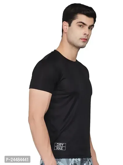 Unisex Polyster Round Neck Short Sleeve Solid Tshirt (Color :- Black, Size :- S)-thumb2