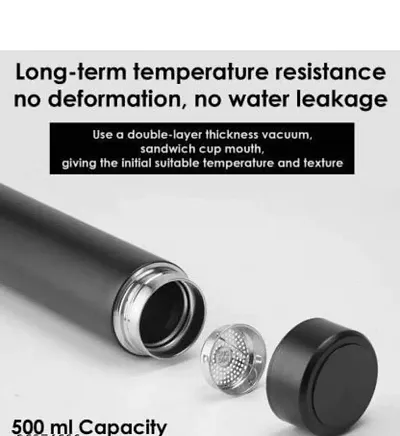 Black Temperature Display Indicator Steel Water Bottle, Capacity