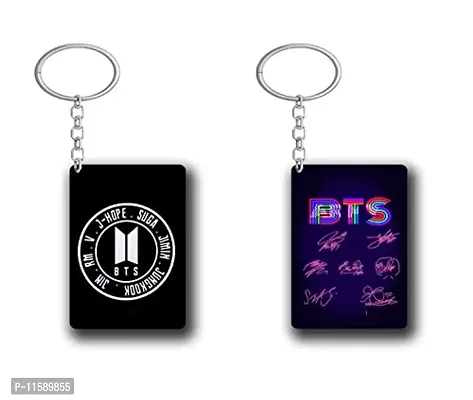 DON'T JUDGE ME BTS Army Logo Rectangle Shape Key-Chain (Pack Of 2) (BTS-06)