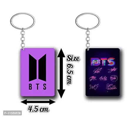 DON'T JUDGE ME BTS Army Logo Rectangle Shape Key-Chain (Pack Of 2) (BTS-09)-thumb2