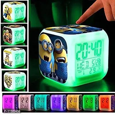 DON'T JUDGE ME FRIENDSKART.in Plastic Personalized Color Changing LED Digital Plastic Table Alarm Clock - Only 4 Photos (3 x 3 inches)-thumb5