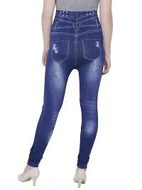 BIZZARE Women's Poly Cotton Casual Denim Look Stretchable Jeggings (Blue; Free Size 28-34 Waist)-thumb3