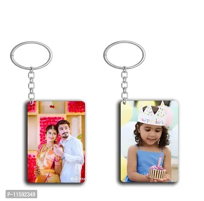 PRINTKART Personalized Photo, Key-chain Customized with Photo, Key -Ring (Multicolored 6.5 x 4.5 cm) Pack Of 2