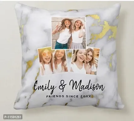 FRIENDSKART.in Free! Free! Personalized/Customized Cushion Cover with Filler, 12X12 ONE Side, Surprised Gift for Love One Printed, Best Gift Item Any Occasion, Best Friends (CUSHION-120)