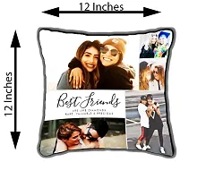 Don't Judge Me Satin Best Friends Personalized/Customized Cushion Cover with Filler (CUSHION-109, Multicolour, Standard, 12X12 Inches)-thumb2