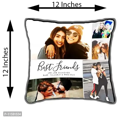 Don't Judge Me Satin Best Friends Personalized/Customized Cushion Cover with Filler (CUSHION-109, Multicolour, Standard, 12X12 Inches)-thumb3