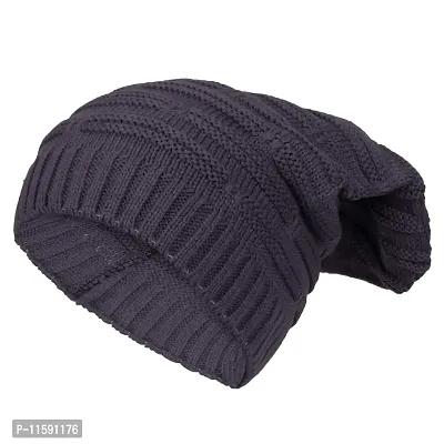 BIZZARE Men's And Women's Wool Beanie Cap (BN-BK-J-28_Grey_Free Size)-thumb0