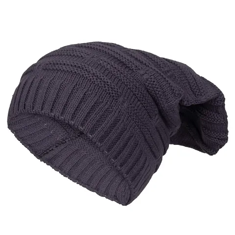 BIZZARE Men's And Women's Wool Beanie Cap (BN-BK-J-28_Grey_Free Size)