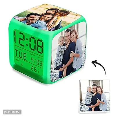 DON'T JUDGE ME FRIENDSKART.in Plastic Personalized Color Changing LED Digital Plastic Table Alarm Clock - Only 4 Photos (3 x 3 inches)-thumb0