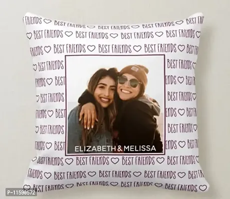 FRIENDSKART.in Free! Free! Personalized/Customized Cushion Cover with Filler, 12X12 ONE Side, Surprised Gift for Love One Printed, Best Gift Item Any Occasion, Best Friends (CUSHION-111)