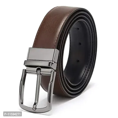 BIZZARE Belts for Men Reversible Leather 1.25 Waist Strap Fashion Dress Buckle - 1 Year Warranty-thumb0