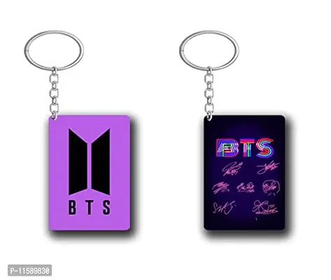 DON'T JUDGE ME BTS Army Logo Rectangle Shape Key-Chain (Pack Of 2) (BTS-09)-thumb0