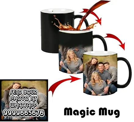 DON'T JUDGE ME Personalized Ceramic Photo Black Magic Mug , 6 oz + Key Chain+ Cushion Cover Combo Pack Customized Gifts ( Black, White).-thumb4