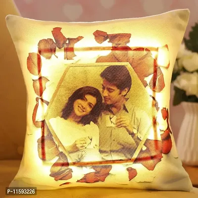 FRIENDSKART.in Personalized Customized Cushion Cover with Filler, Surprised Gift for Girlfriend, Friends Best Printed Coffee Mug Best Gift Item Any Occasion, Led Light (Cushion-Led Light-01)