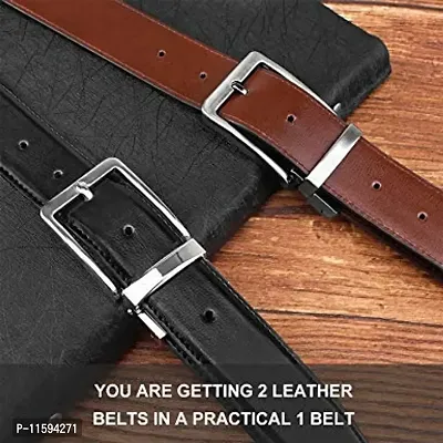 BIZZARE Belts for Men Reversible Leather 1.25 Waist Strap Fashion Dress Buckle - 1 Year Warranty-thumb5