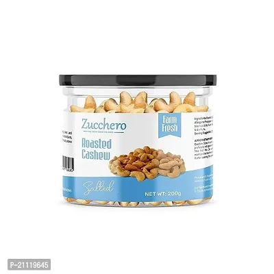 Zucchero Roasted Cashew (W240), Lightly Salted [Zero Cholesterol] 200G - Oil-Free Roasting - Crunchy - Earthy Flavour - No Oil