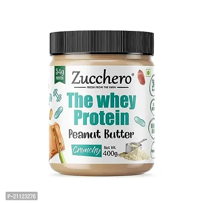 Zucchero Whey Protein Peanut Butter, Crunchy, 400G - High Performance Spread - 34G Protein