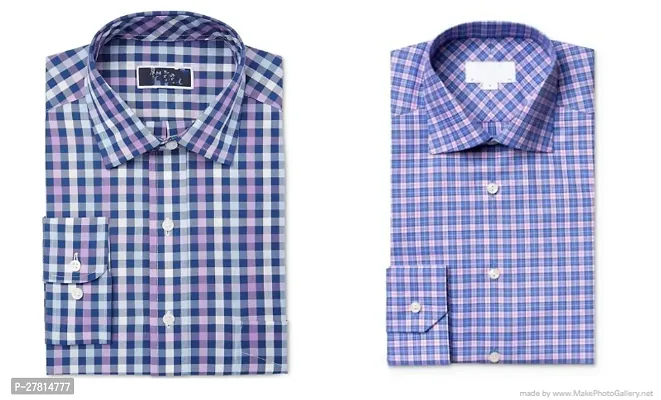 Reliable Multicoloured Cotton Blend Checked Long Sleeves Casual Shirt For Men Pack Of 2-thumb0