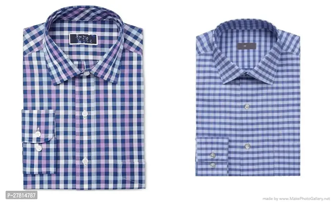 Reliable Multicoloured Cotton Blend Checked Long Sleeves Casual Shirt For Men Pack Of 2