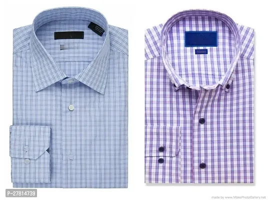 Reliable Multicoloured Cotton Blend Checked Long Sleeves Casual Shirt For Men Pack Of 2-thumb0