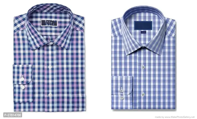 Reliable Multicoloured Cotton Blend Checked Long Sleeves Casual Shirt For Men Pack Of 2-thumb0