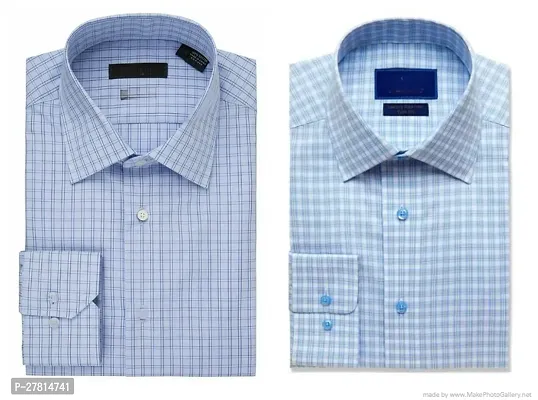 Reliable Multicoloured Cotton Blend Checked Long Sleeves Casual Shirt For Men Pack Of 2-thumb0