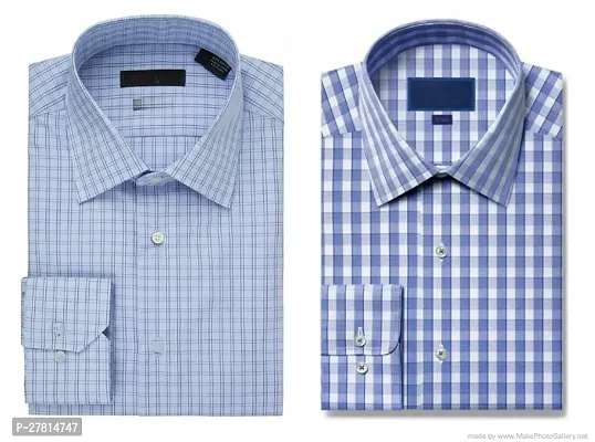 Reliable Multicoloured Cotton Blend Checked Long Sleeves Casual Shirt For Men Pack Of 2-thumb0