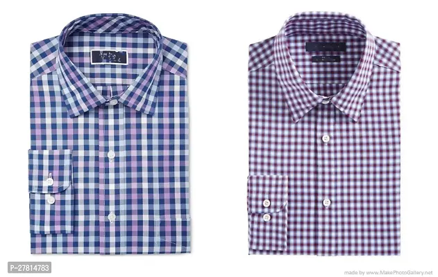 Reliable Multicoloured Cotton Blend Checked Long Sleeves Casual Shirt For Men Pack Of 2