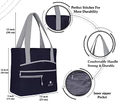 Stylish Navy Blue Leatherette  Tote Bags For Women-thumb3