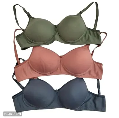 Stylish Cotton Solid Bras For Women- Pack Of 3-thumb0