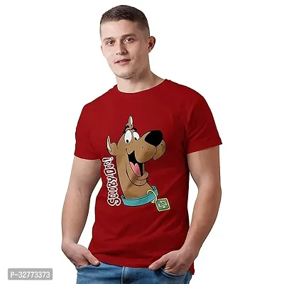 Stylish Red Polyester Blend Printed T-Shirt For Men-thumb0